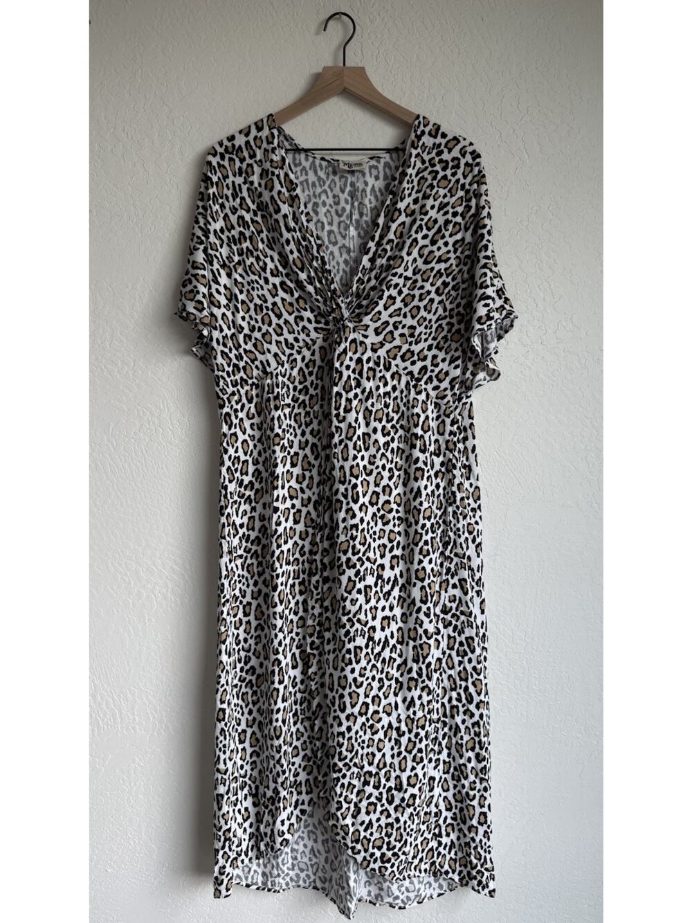 Show Me Your Mumu Get Twisted Maxi Dress XL Leopard Print Boho Beach Coverup